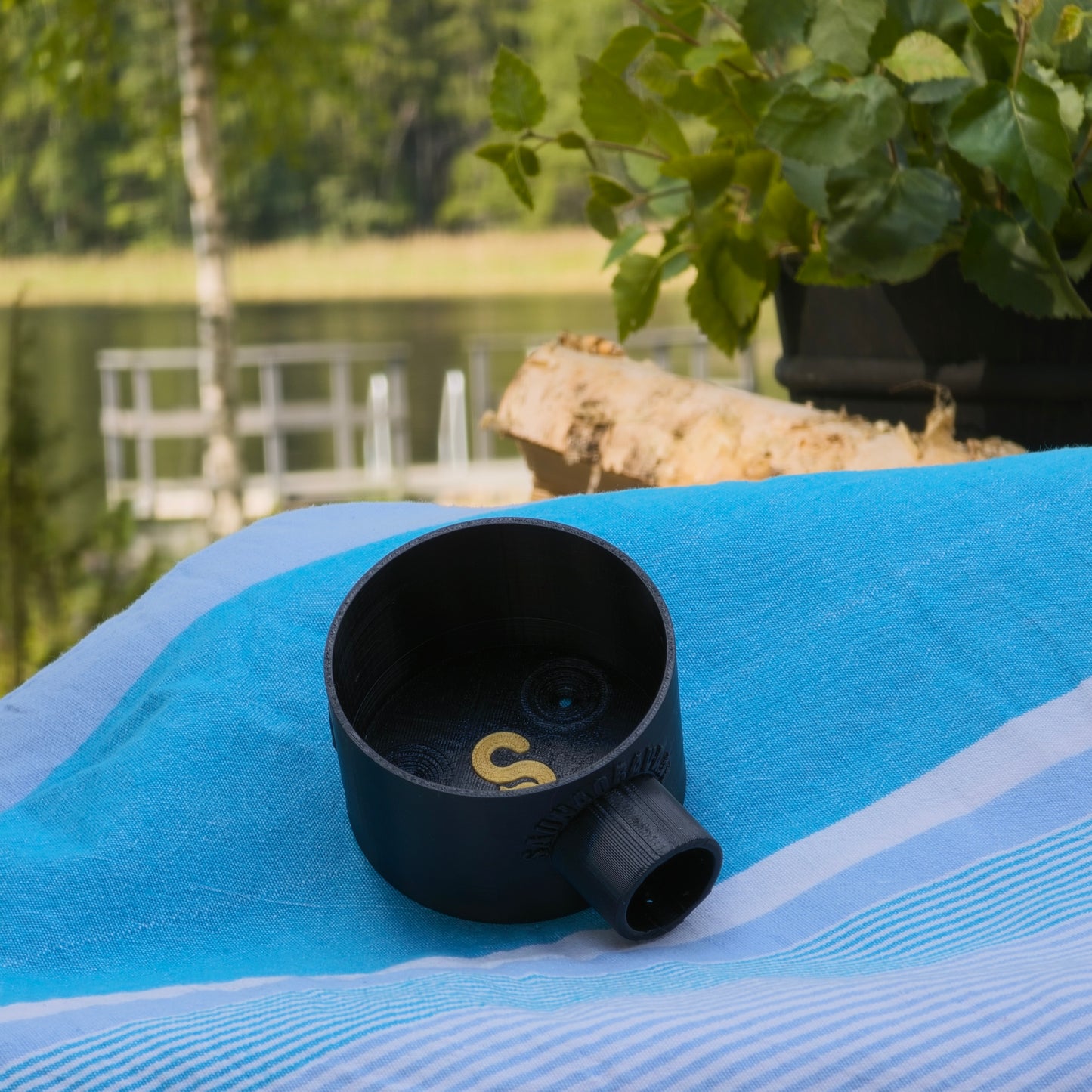 オラヴァラドル(ロウリュ用柄杓、スモール、ブラック)3穴の交換用ベース付き